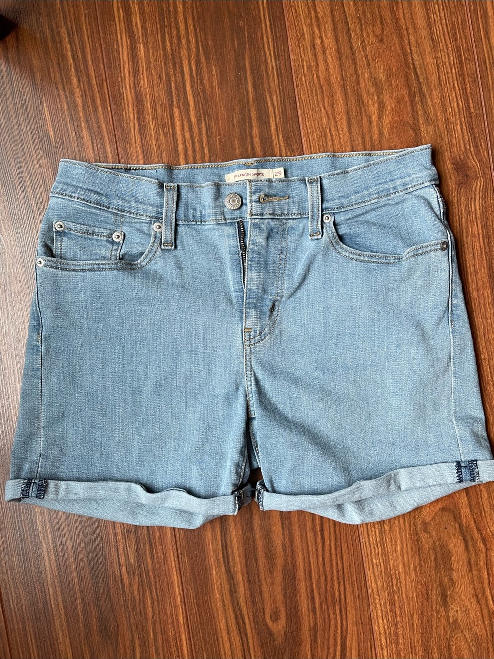 Levi's Light Blue Rolled Hem Denim Shorts